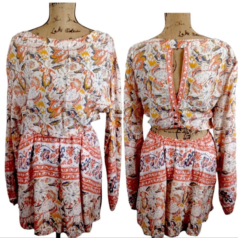 Free People Balloon Statement Sleeve Open Back Mini Dress N1076